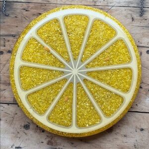 Vintage 60’s / 70’s Resin Lemon Slice Trivet by Wondermold Industries.
